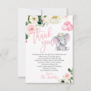 Chá de fraldas elefante - Obrigado Cartões por uma