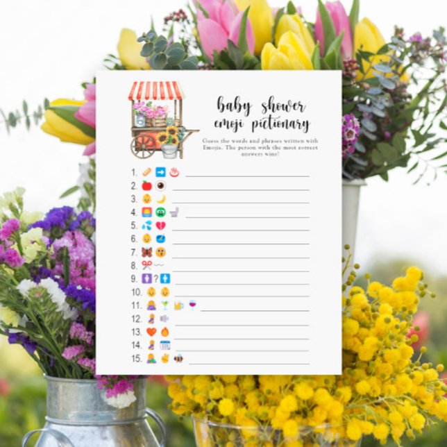 Chá de fraldas emoji Pictionary de flores cultivad (Criador carregado)