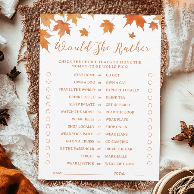 Chá de fraldas Fall Ela Preferencialmente O Cartão (Criador carregado)