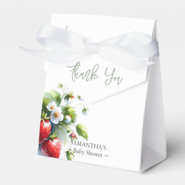 Chá de fraldas Favor Caixas Aquarelas Morangos (Frente)