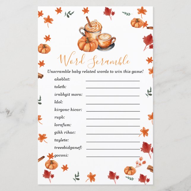 Chá de fraldas Fazendo Pumpkin Spice Scramble (Frente)