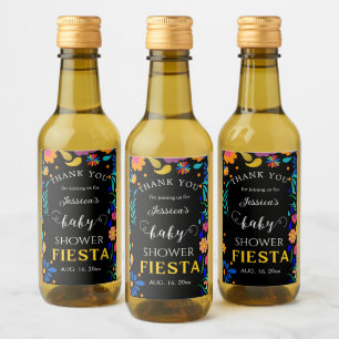 Chá de fraldas Fiesta Mini Frasco Mexicano Rótulo