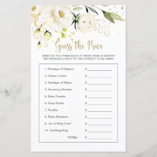 Chá de fraldas Floral adivinha o jogo do preço