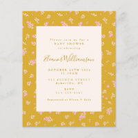 Chá de fraldas Floral Amarelo-Cor-de-Obra Orçament