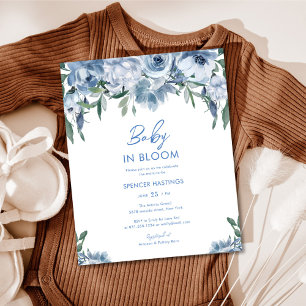 Chá de fraldas Floral Azul Dusty Com Aquarela Orça