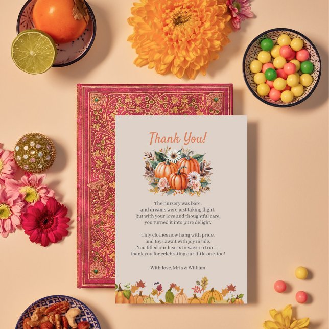 Chá de fraldas Floral de Abóbora de Queda Cartões  (Criador carregado)