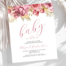 Chá de fraldas Floral de Bebê de Sangue Rosa