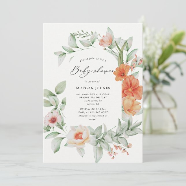 Chá de fraldas Floral Elegante Summer Garden (Em pé/Frente)