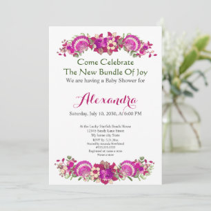 Chá de fraldas Floral Greenery Seashell Rosa Girl