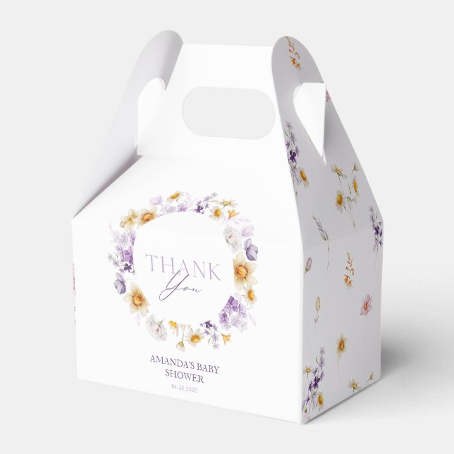 Chá de fraldas Floral Obrigado Caixa De Presente (Frente)