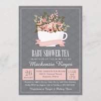 Chá de fraldas Floral Teacup Convite Tea