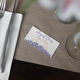 Chá de fraldas Flores roxas Mesas Cartões planos