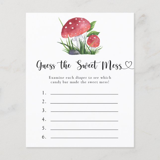 Chá de fraldas Fungi adivinha o jogo do Sweet Mess (Frente)