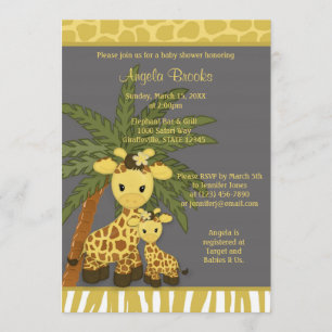 Chá de fraldas Girafa Mamãe de Convite Amarelo