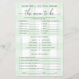 Chá de fraldas Green Gingham Conhece o jogo da mam