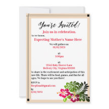 Chá de fraldas Hibiscus Flowers Convite