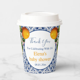 Chá de fraldas Itália de Lemons Brancos e Azuis de