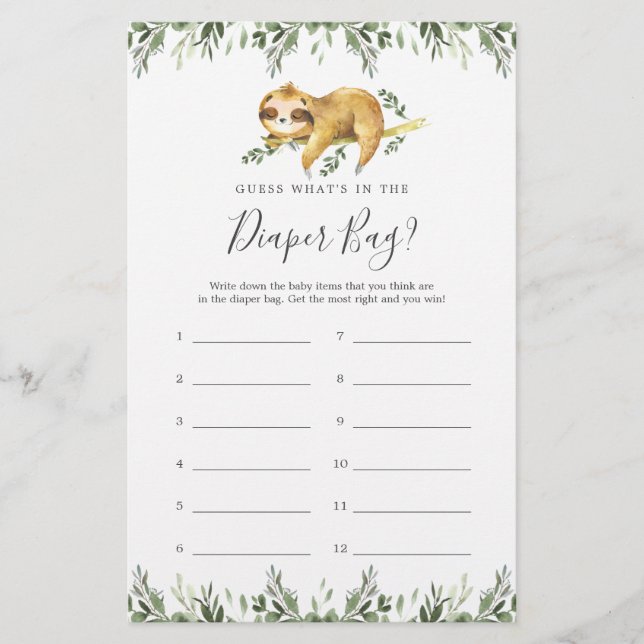 Chá de fraldas Leve adivinha o que há na Fralda? (Frente)