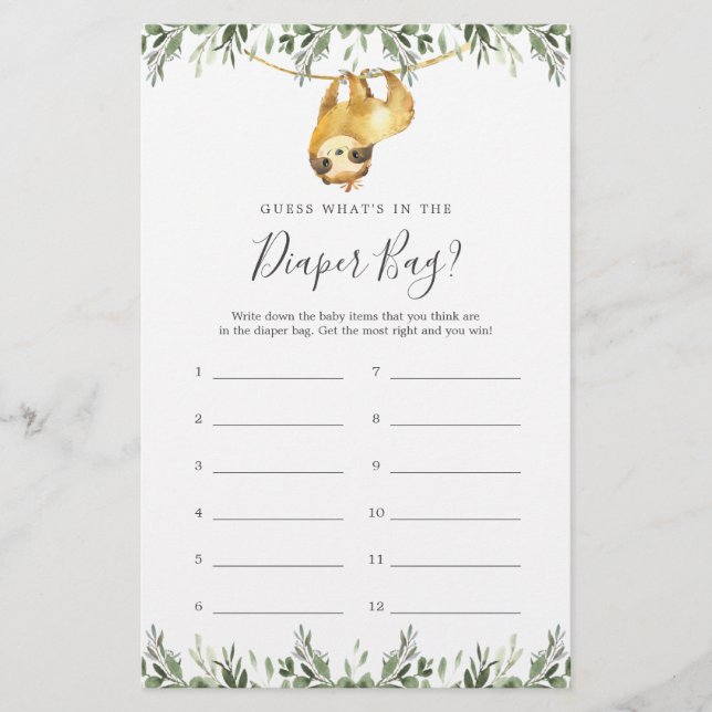 Chá de fraldas Leve adivinha o que há na Fralda? (Frente)