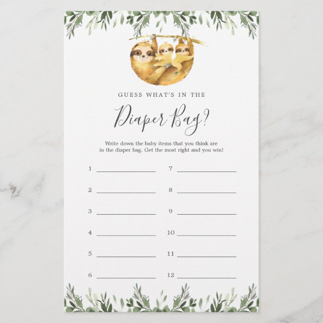 Chá de fraldas Leve adivinha o que há na Fralda? (Frente)