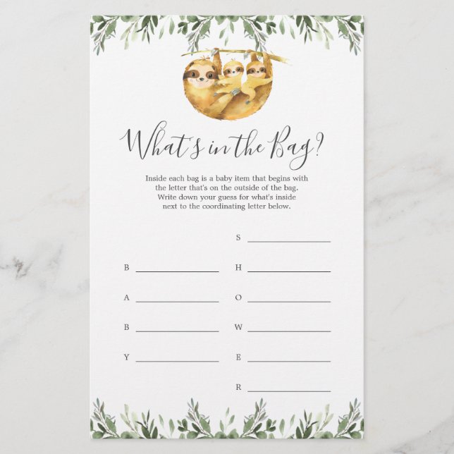 Chá de fraldas Leve adivinha o que há no jogo da b (Frente)