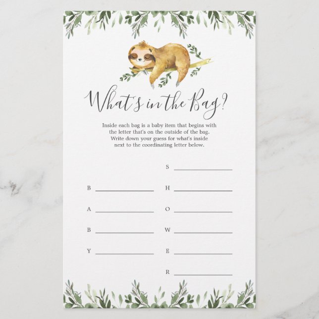 Chá de fraldas Leve adivinha o que há no jogo da b (Frente)