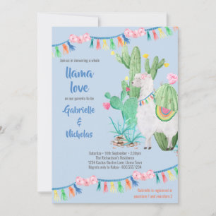 Chá de fraldas Llama Azul Llama Convite para Amor