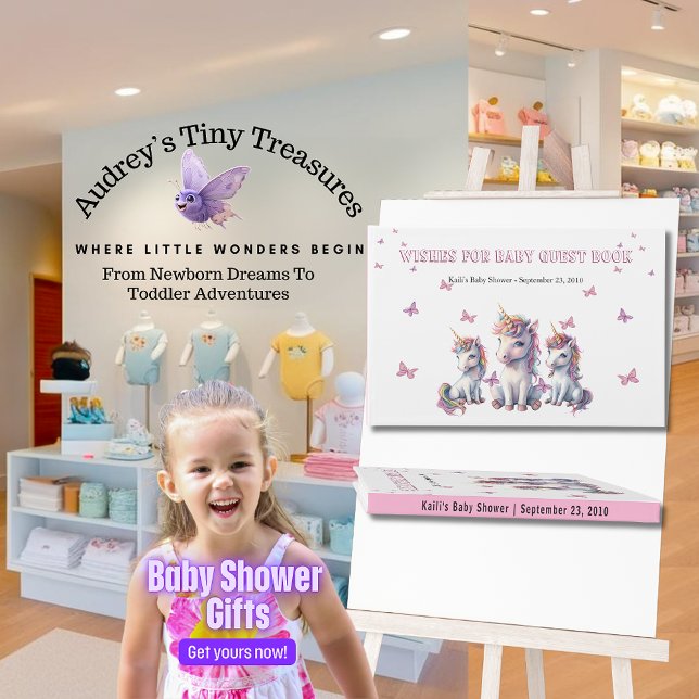 Chá de fraldas Magnético de Unicórnio Deseja Livro (Criador carregado)