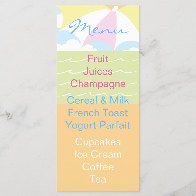 Chá de fraldas Menu Beach Ball (Frente)