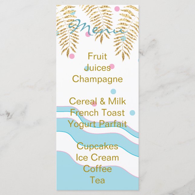 Chá de fraldas Menu "Flamingo Mamãe & Baby" (Frente)