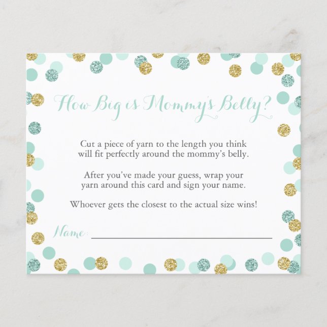 Chá de fraldas Mint como o Big é o Jogo da Mamãe (Frente)