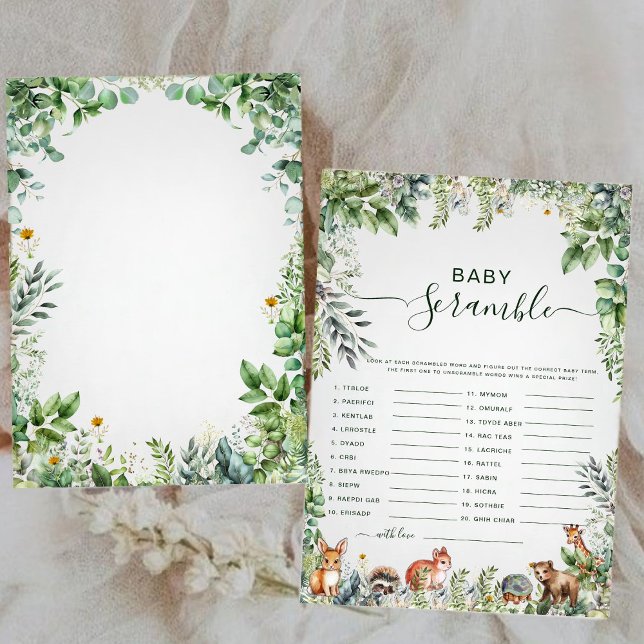 Chá de fraldas moderno Eucalyptus - Jogo do Word S (Criador carregado)