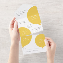 Chá de fraldas Mostarda Amarelo Balão Scandi Unise