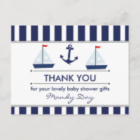 Chá de fraldas Náutico Obrigado Cartão Postal
