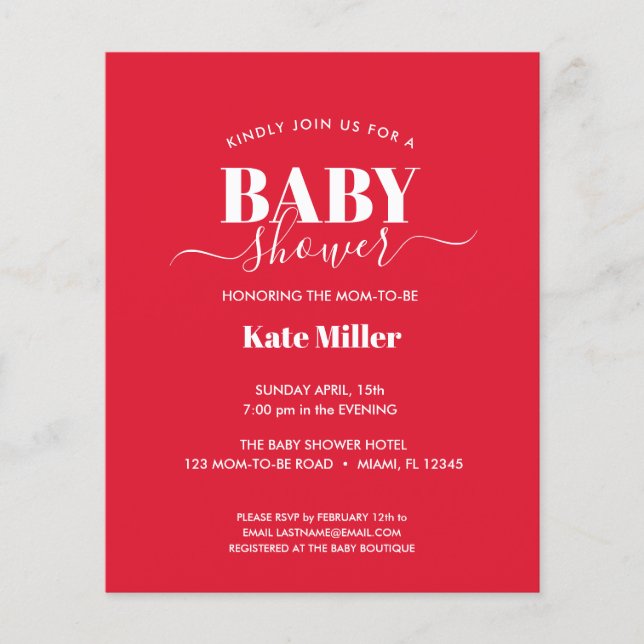 CHÁ DE FRALDAS NEUTRO DE GÊNERO BRANCO VERMELHO (Frente)