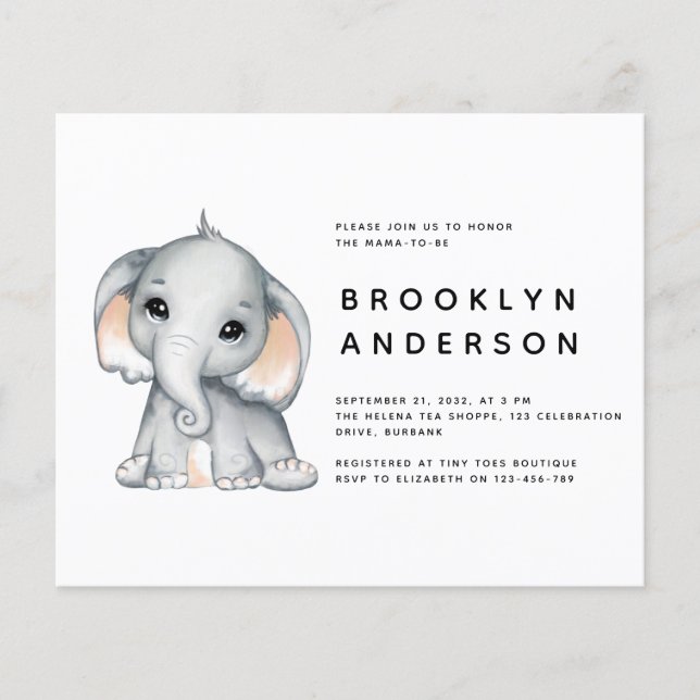 CHÁ DE FRALDAS neutro do gênero Elefante do ORÇAME (Frente)