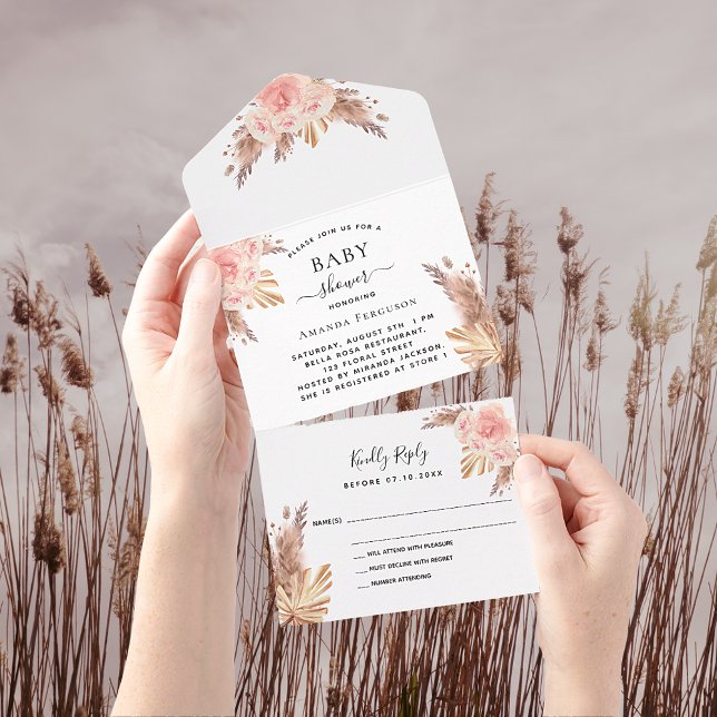 Chá de fraldas pampas de erva rosa de ouro floral  (Criador carregado)