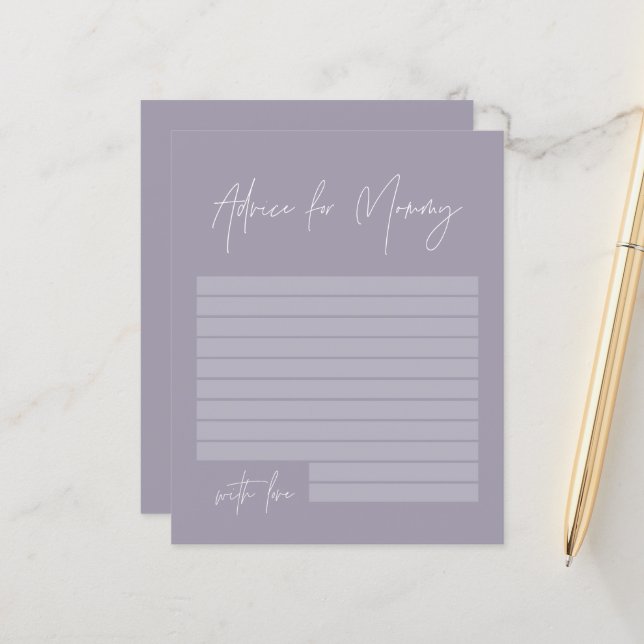 Chá de fraldas para mamães roxo lilás moderno (Frente/Verso In Situ)