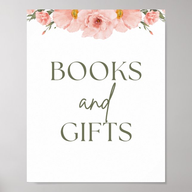 Chá de fraldas Peach Floral Poster Books & Gifts (Frente)