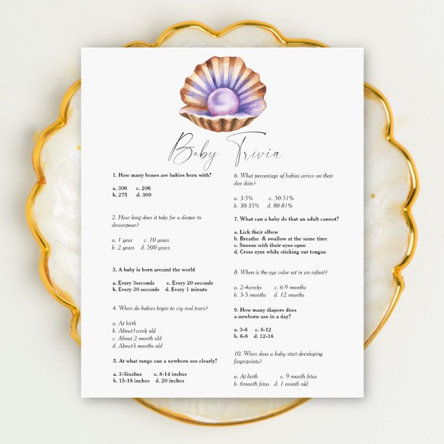 Chá de fraldas Pérola - Jogo Baby Trivia (Criador carregado)