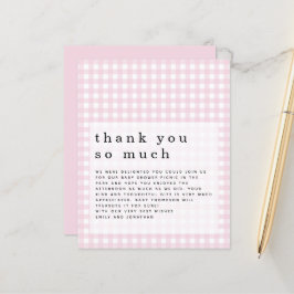 Chá de fraldas Picnic Pink Gingham Obrigado