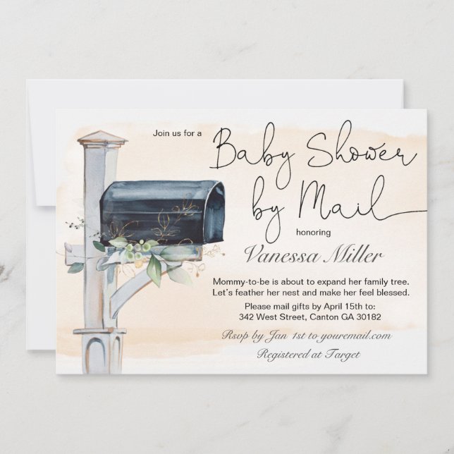 Chá de fraldas por Convite por Correio (Frente)