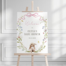 Chá de fraldas Primavera Bunny Wreath