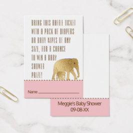 Chá de fraldas Raffle Elefante Dourado Rosa