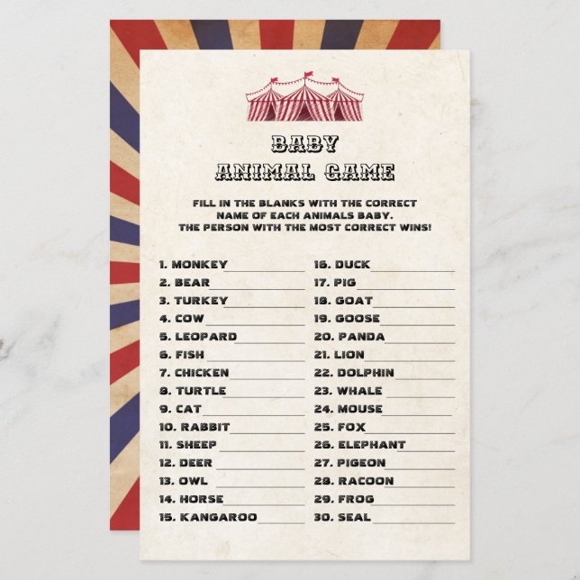 Chá de fraldas Retroativo do Carnaval de Circo de  (Frente/Verso)