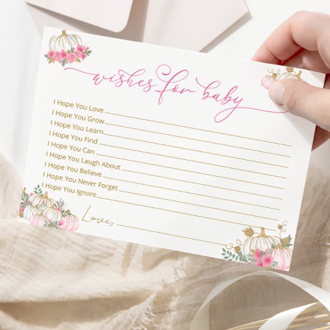 Chá de fraldas rosa-abóbora deseja cartão de bebê (Criador carregado)