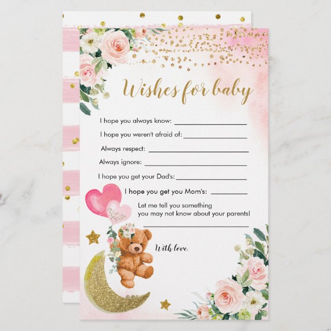 Chá de fraldas Rosa Baivém Deseja Bebê (Frente/Verso)