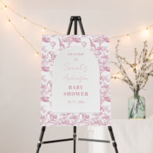 Chá de fraldas Rosa Chinoiserie Toile de Jouy