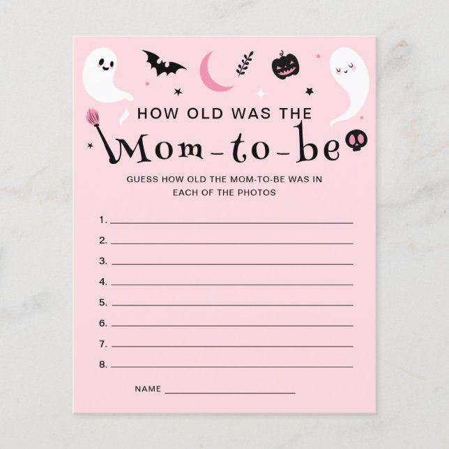 Chá de fraldas Rosa de Halloween Quão Velho Era O  (Frente)