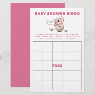 Chá de fraldas Rosa Dinossauro Jogo Bingo